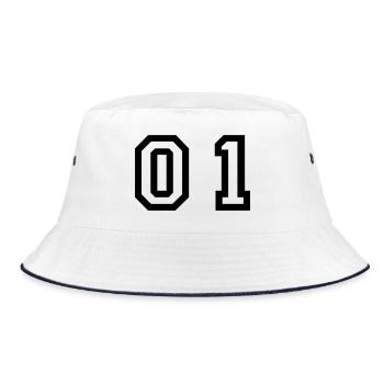 Nummer - 01 - zero one - Bucket Hat - Weiß/Navy - Vorne