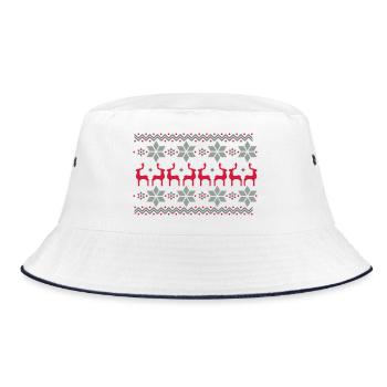 Weihnachtsstern Muster und Rentier Muster - Bucket Hat - Weiß/Navy - Vorne