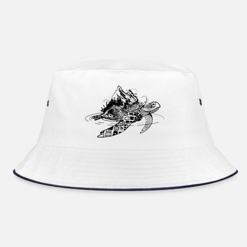 Surreal sea turtle - Bucket Hat - white/navy