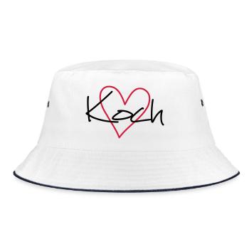 Koch Herz Hobbykoch Küche Geschenkidee - Bucket Hat - Weiß/Navy - Vorne