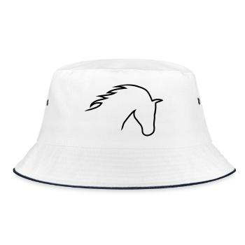 Pferdekopf - Bucket Hat - Weiß/Navy - Vorne