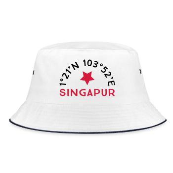 Singapur - Bucket Hat - Weiß/Navy - Vorne