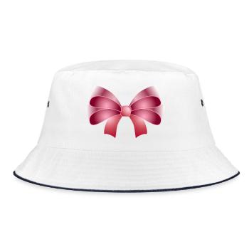 Elegante Schleife in rosa - Bucket Hat - Weiß/Navy - Vorne