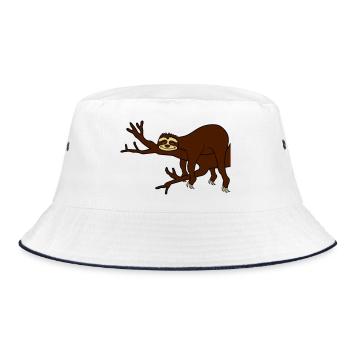 ast tree sloth relax muede chillen haengen - Bucket Hat - white/navy - Front