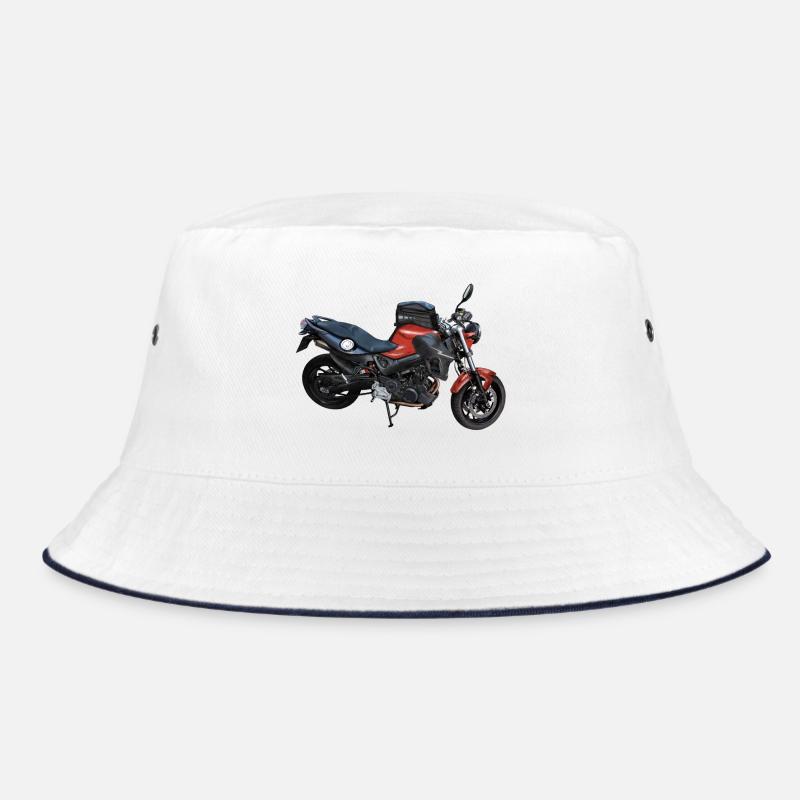 Motorrad - Bucket Hat - Weiß/Navy