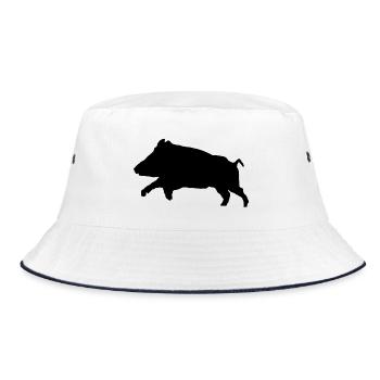 Customizable boar tshirt - Bucket Hat - white/navy - Front