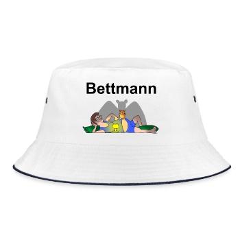 Held mit Kissen, Teddy & Lampe - Bucket Hat - Weiß/Navy - Vorne