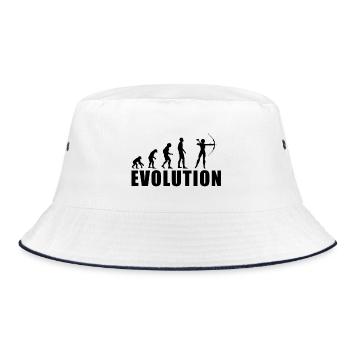 EVOLUTION BOGENSCHIESSEN Geschenk - Bucket Hat - Weiß/Navy - Vorne