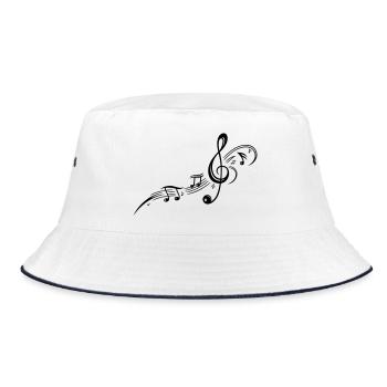 Musiknoten, Notenschlüssel, Musik - Bucket Hat - Weiß/Navy - Vorne