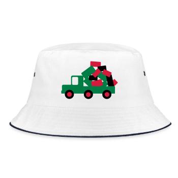 auto lkw umzug - Bucket Hat - Weiß/Navy - Vorne