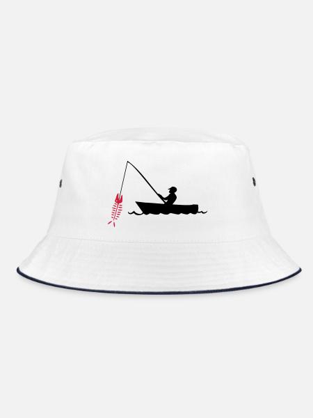 angler angeln fischen - Bucket Hat - Weiß/Navy - Vorne