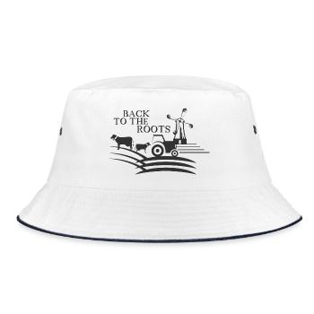 Bauernhof Landwirtschaft Traktor Natur Kühe Logo - Bucket Hat - Weiß/Navy - Vorne