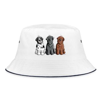 Three Newfoundland Dogs - Bucket Hat - white/navy - Front