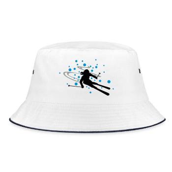 Skifahrerin Schnee - Bucket Hat - Weiß/Navy - Vorne