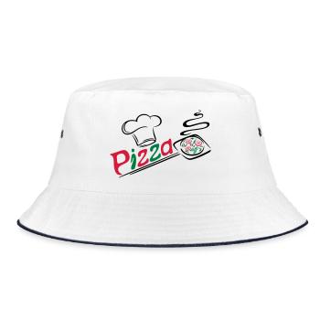 Pizza baker with cooking cap - Bucket Hat - white/navy - Front