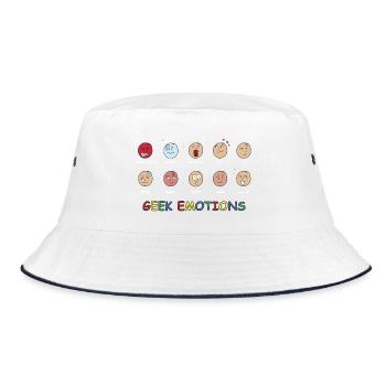 GEEK EMOTIONS - WHITE Text - Bucket Hat - white/navy - Front