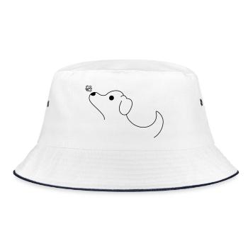 Hund - Bucket Hat - Weiß/Navy - Vorne