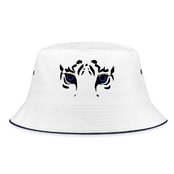 Tiger / Löwe/ Raubkatze - Bucket Hat - Weiß/Navy - Vorne