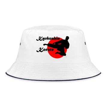 Kyokushin Karate Japanisch Sun Yogo Tobi Geri - Bucket Hat - Weiß/Navy - Vorne