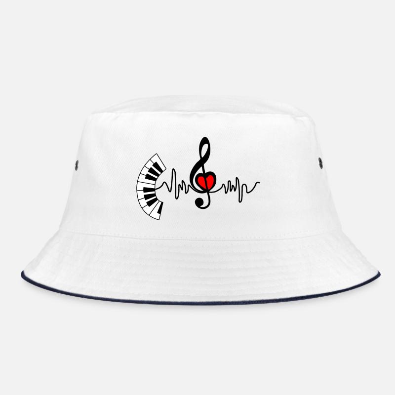 Piano Cardio Herzfrequenz und Herz in der Mitte Bucket Hat