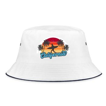 California Vintage Summer Design - Bucket Hat - white/navy - Front
