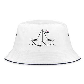 Papierschiff Papierboot  - Bucket Hat - Weiß/Navy - Vorne