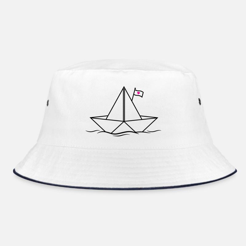 Papierschiff Papierboot  - Bucket Hat - Weiß/Navy