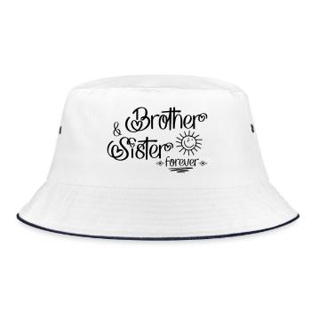 Bruder und Schwester - Bucket Hat - Weiß/Navy - Vorne
