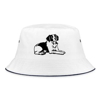 Epagneul Breton - Bucket Hat - Weiß/Navy - Vorne