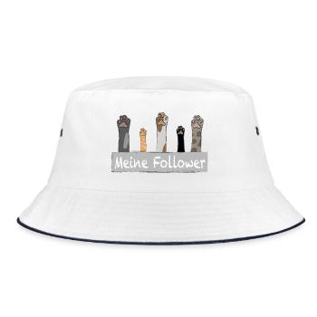 Meine Follower - Katzenpfoten - Bucket Hat - Weiß/Navy - Vorne