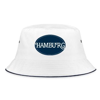 Hamburg Rundlogo Typografie - Bucket Hat - Weiß/Navy - Vorne