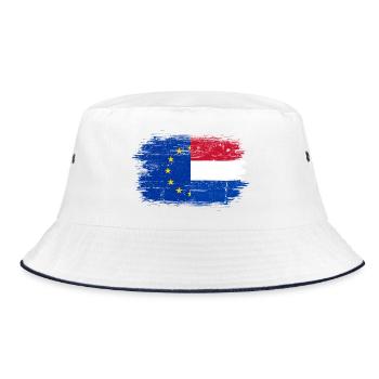 Fusion der niederländischen EU-Flagge - Bucket Hat - Weiß/Navy - Vorne