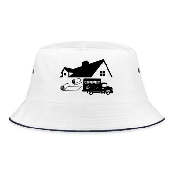 Teppichrollen Logo mit Haus und Auto - Bucket Hat - Weiß/Navy - Vorne