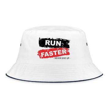 Run Faster Red Brush Style - Bucket Hat - white/navy - Front