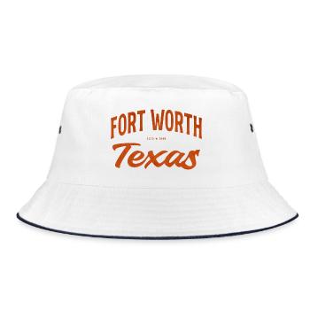 Fort Worth Texas Script - Bucket Hat - Weiß/Navy - Vorne