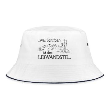 Schifoan is des leiwandste! Schifahren, Ambros - Bucket Hat - Weiß/Navy - Vorne