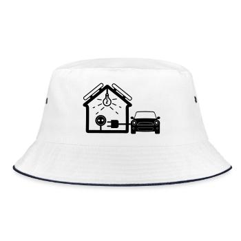 House with solar panels car - Bucket Hat - white/navy - Front