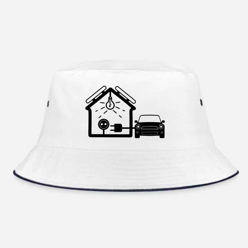 Haus mit Sonnenkollektoren Auto Bucket Hat