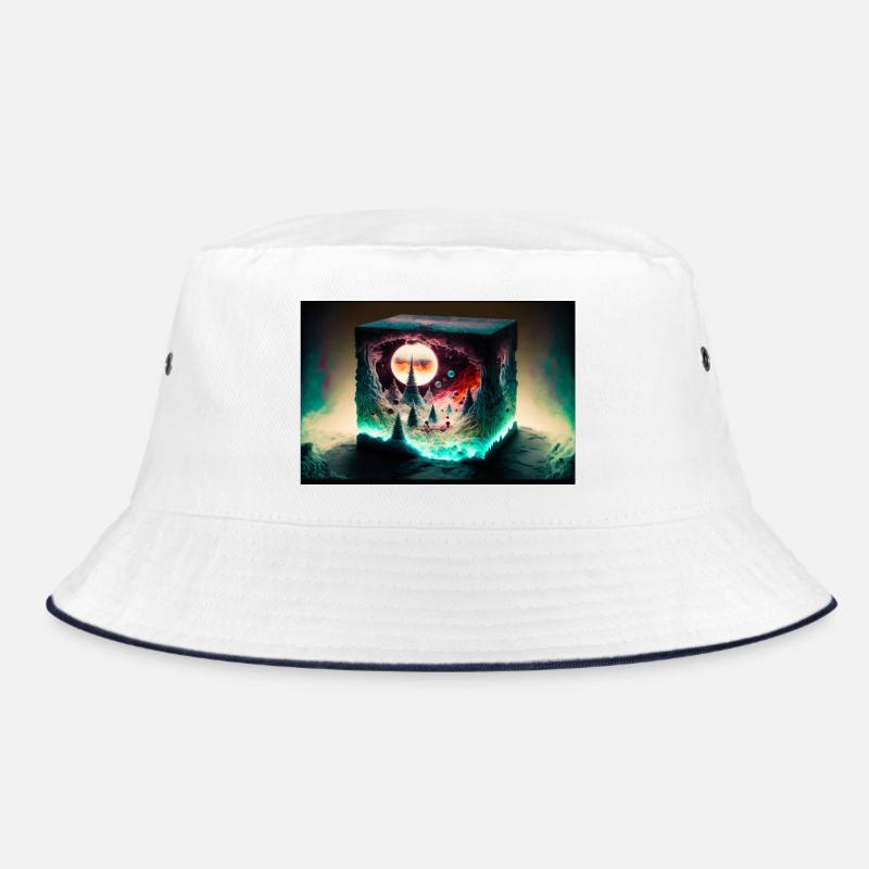 Moon Neon Cube Landscape Bucket Hat