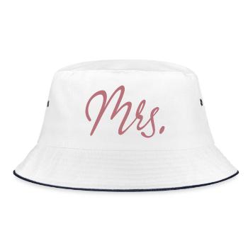 Mrs. Matching Couple Engagement Wedding Honeymoon - Bucket Hat - white/navy - Front