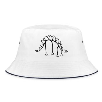 Dinosaur Stegosaurus Dino Line Art - Bucket Hat - white/navy - Front