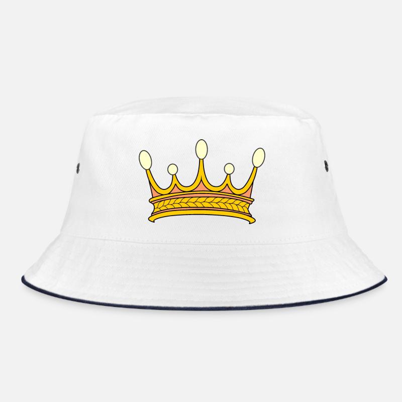 Goldene Krone mit fünf Perlen. Bucket Hat