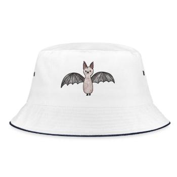 Bat Phantom Illustration - Bucket Hat - white/navy - Front