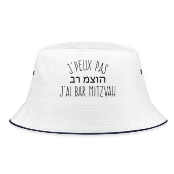 J'peux pas j'ai Bar Mitzvah - Humour Juif - Bob - blanc/marine - Devant