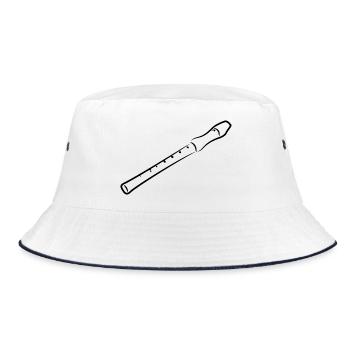Flute Drawing - Bucket Hat - white/navy - Front