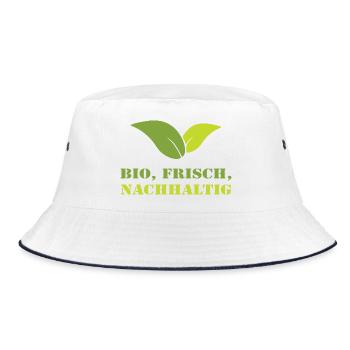 Bio Frisch Nachhaltig Biobauer Landwirt Geschenk - Bucket Hat - Weiß/Navy - Vorne