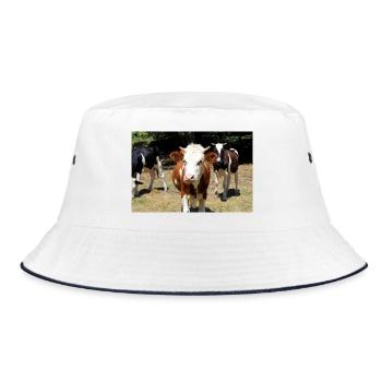 Cow Poster - Bucket Hat - white/navy - Front