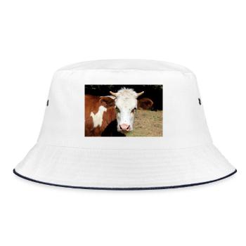 Kuh Poster - Bucket Hat - Weiß/Navy - Vorne