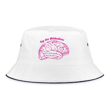 Gedankenblase mit Hirnzeichnung Lehrer Shirt lusti - Bucket Hat - Weiß/Navy - Vorne