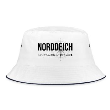 Koordinaten Norddeich - Bucket Hat - Weiß/Navy - Vorne